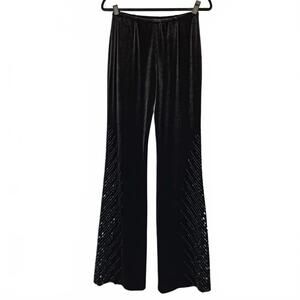 Vintage Adrianna Papell Black Velvet Flare Pants w/ Sequins